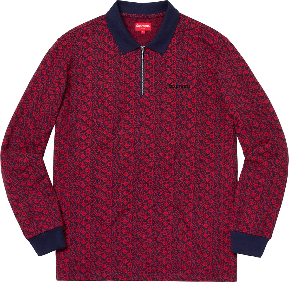 Floral Jacquard Zip L/S Polo view 2